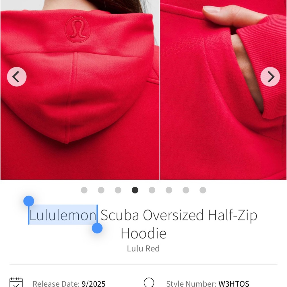 Lululemon LULU RED* SCUBA oversized half zip Hoodie NWT - Picture 1 of 4